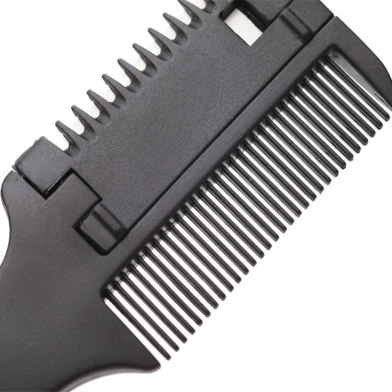 Hair Cutting Comb Black Handle Hair Brushes with Razor Blades Cutting Thinning Trimmin Hair Salon DIY Styling Tools &