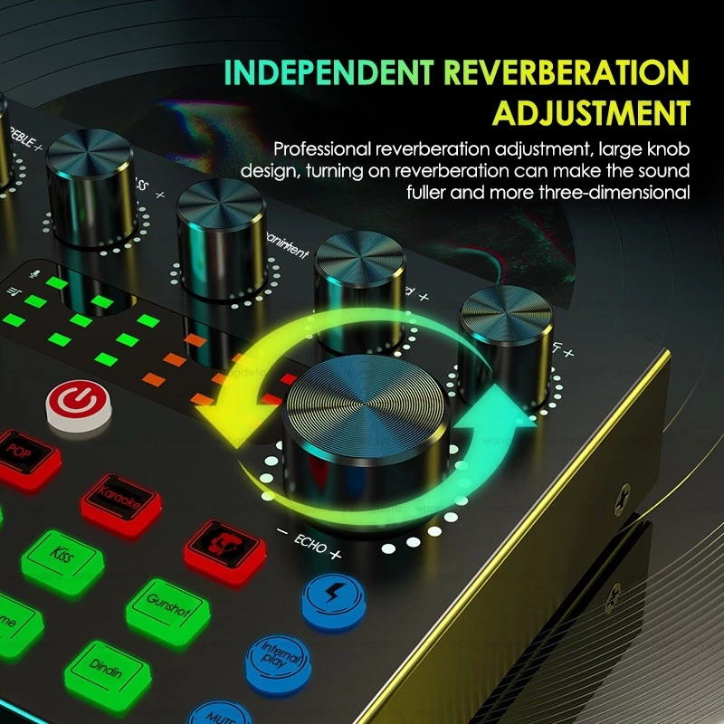 Live Streaming for PC Computer IPhone Broadcasting V8S Sound Card with 10 Sound Effects,3 Inputs, Mic Input