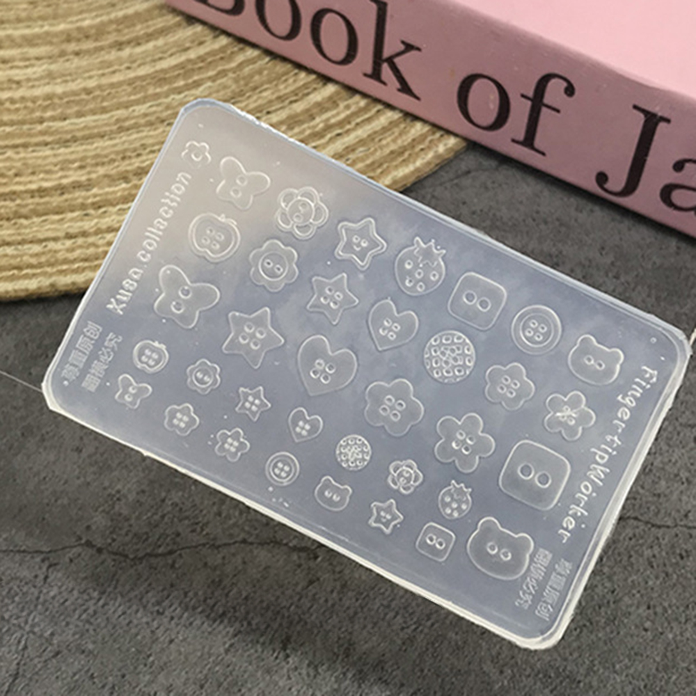 Manicure Multi Shapes Button Small Model 3D Buttons Nail Art Mold Silicone Cute Nail Charms Tool Women DIY Resin Buckle Supplies