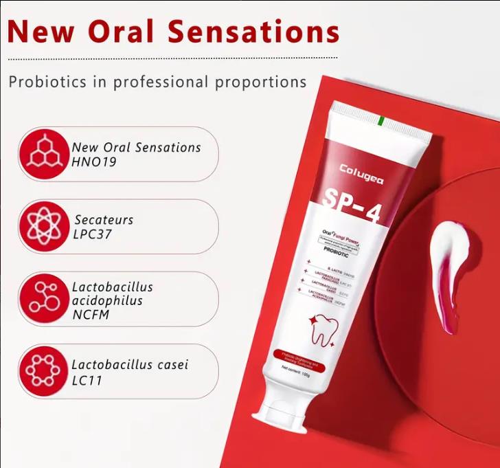 Sp-4 toothpaste, probiotic whitening, fresh breath, promote healthy teeth and gums, powerful stain removal