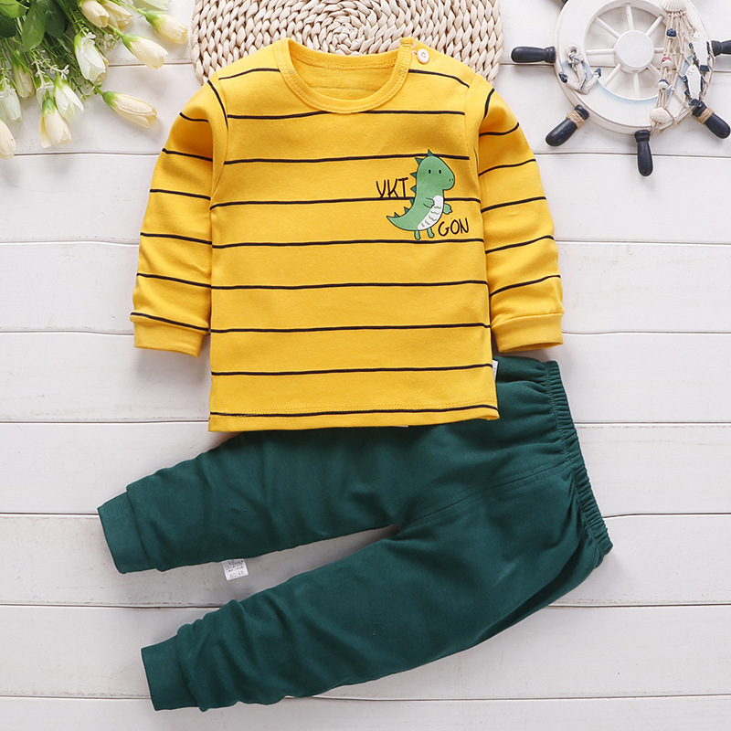 0-3T New Baby Kids Pajamas Sets Cotton Long Sleeved Tshirt+pant Cartoon Girl Clothing Autumn 2pcs Sleepwear Suit Pyjama Trousers