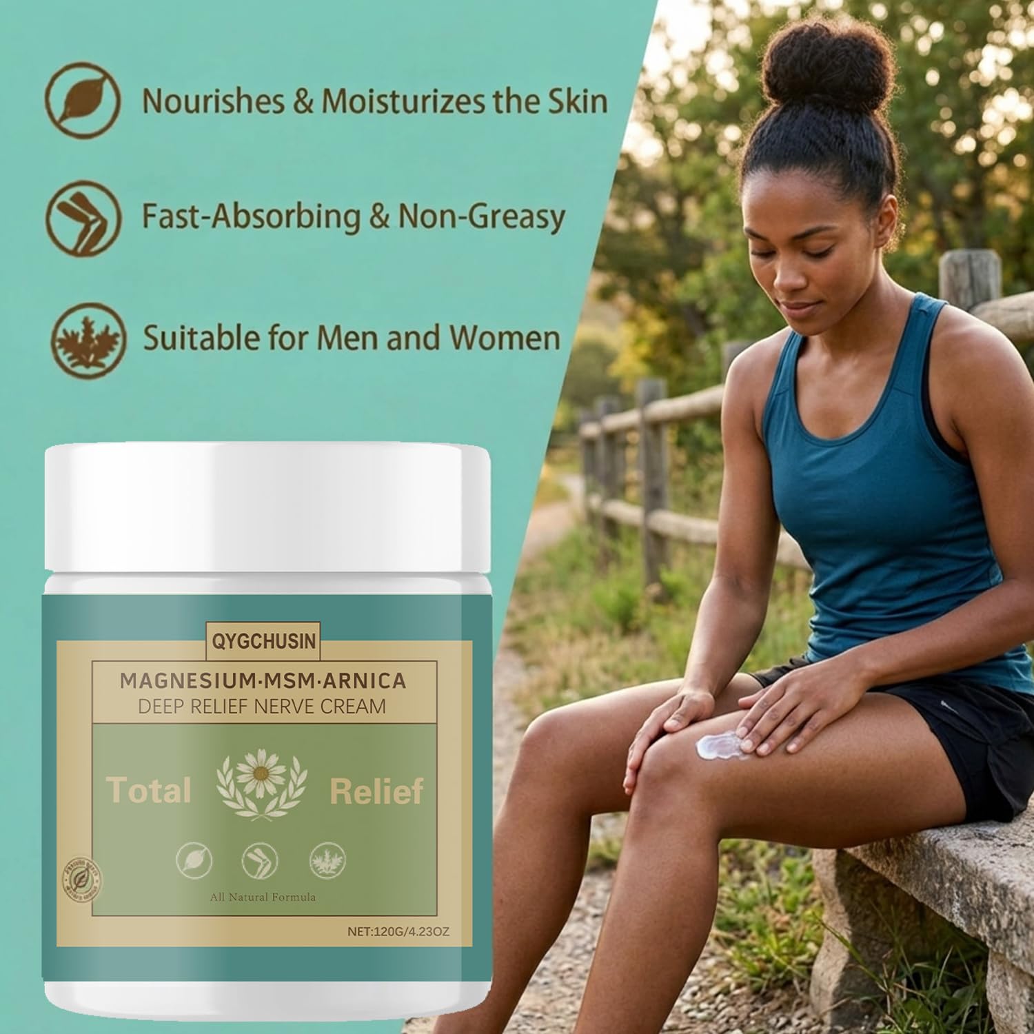 Total Relief Magnesium Soothing Cream with Arnica & MSM | Natural Joint Soothing Moisturizer | Fast-Absorbing,Daily Nourishment for Hands, Feet, Knees