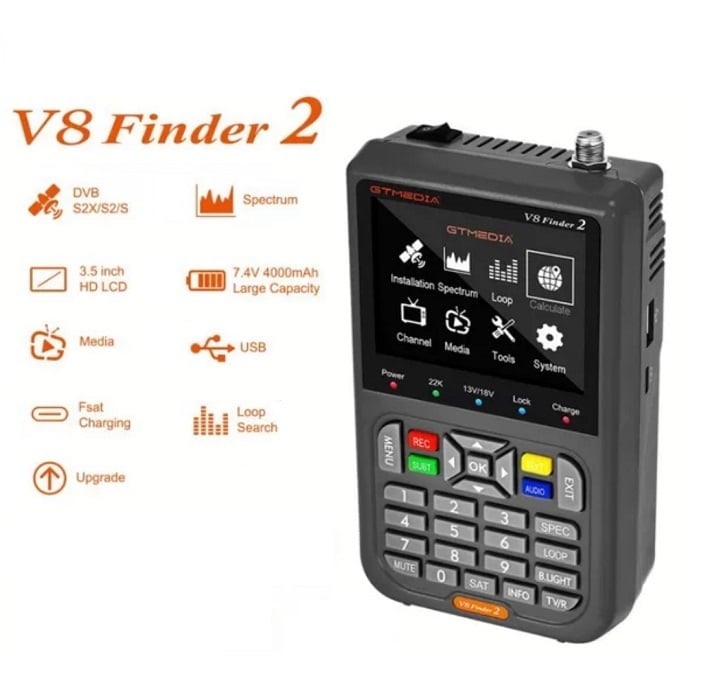 V8 Finder Meter SatFinder Digital Satellite Finder DVB S/S2/S2X HD 1080P Receptor TV Signal Receiver Sat Decoder Location Finder