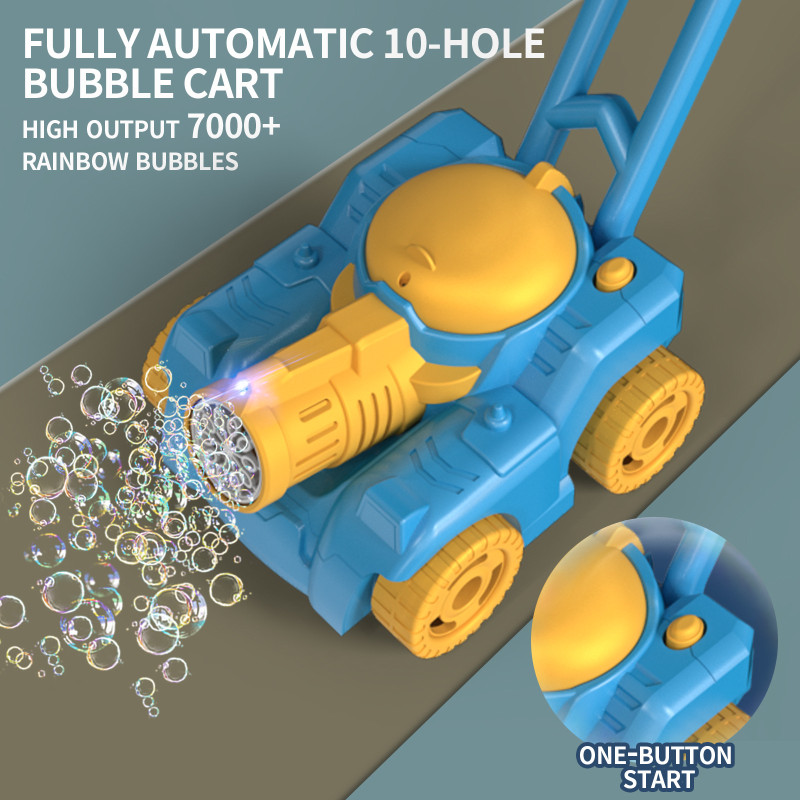 Cross border children's tank, hand pushed bubble truck, toy, electric rotating bubble blowing, outdoor wedding fully automatic b