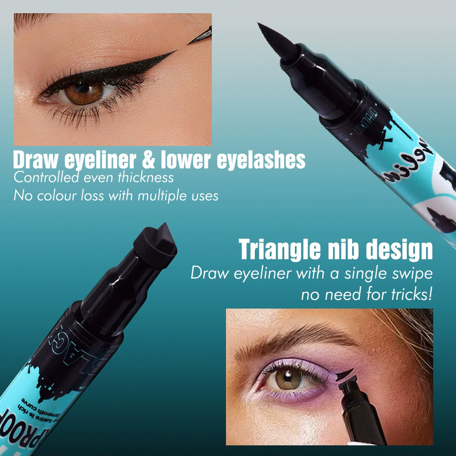 1PCS Thick black double head seal eyeliner two in one waterproof eyeliner