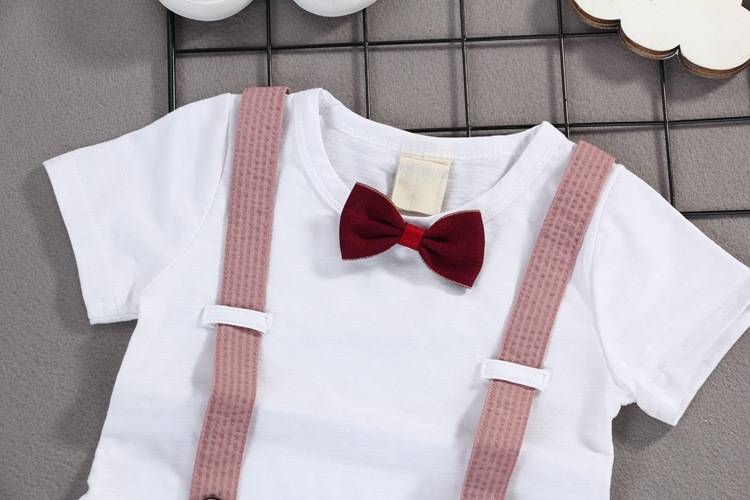 Summer Kids Boys Bow Clothes Sets Baby Gentleman High Qulity Short T shirt + Pants Toddler Boy Clothing Casual Kids Outfits Baby