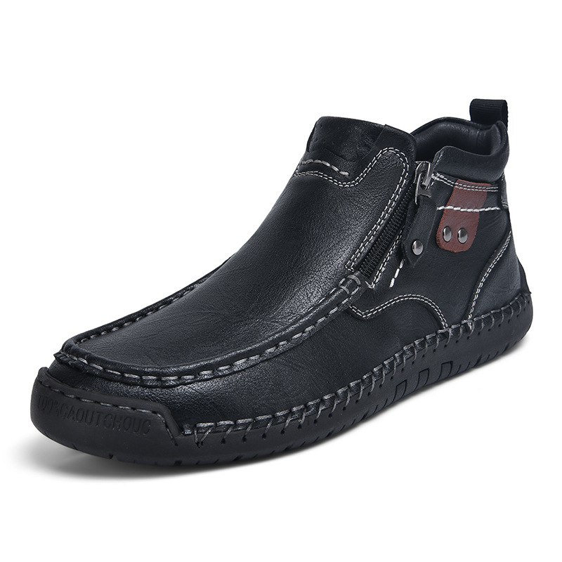 Men Fashion Casual Boots Leather Men's Breathable Running Shoes Lightweight Walking Ankle Boots New Athletic Outdoor Shoe