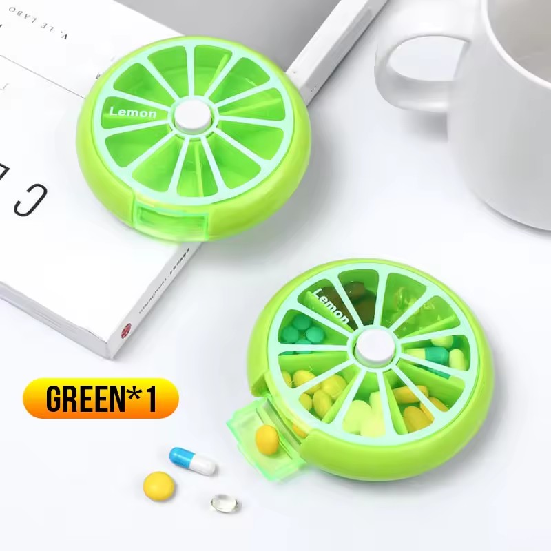 Portable Pill Box Weekly Rotating Split Fruit Points Drug Carry With You Mini Medicine Boxs Medicine Travel Pillbox