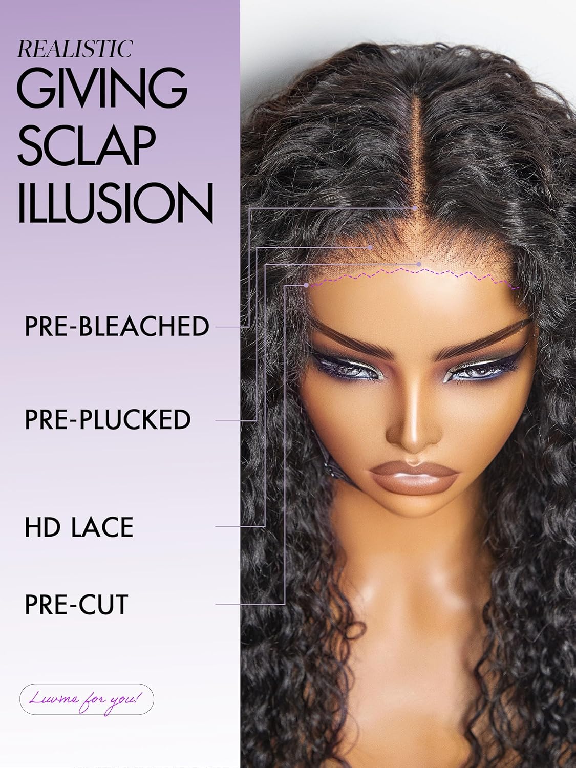 LUVME HAIR All-Day Comfort™ Water Wave 5X5 Deep Wave Lace Front Wigs Human Hair Curly Hair glueless wigs human hair pre plucked pre cut long black wig