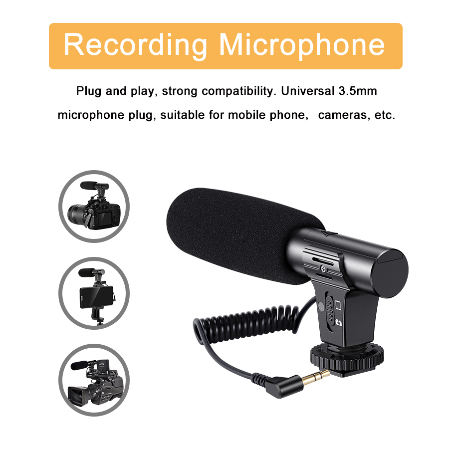 Vlog Tripod LED Fill Light With Microphone Remote Control For Video Camera Phone Interview Live Recording YouTube