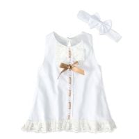 baby summer girls sleeveless bowknot skirt two-piece kids dress