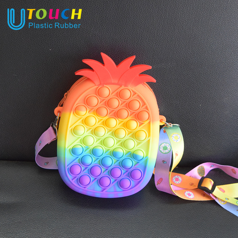 Cute Popper Sensory Popet Silicone Push Bubble Stationery Storage Bag Popite Antistress Coin Purse Fidget Toy For Kids Children