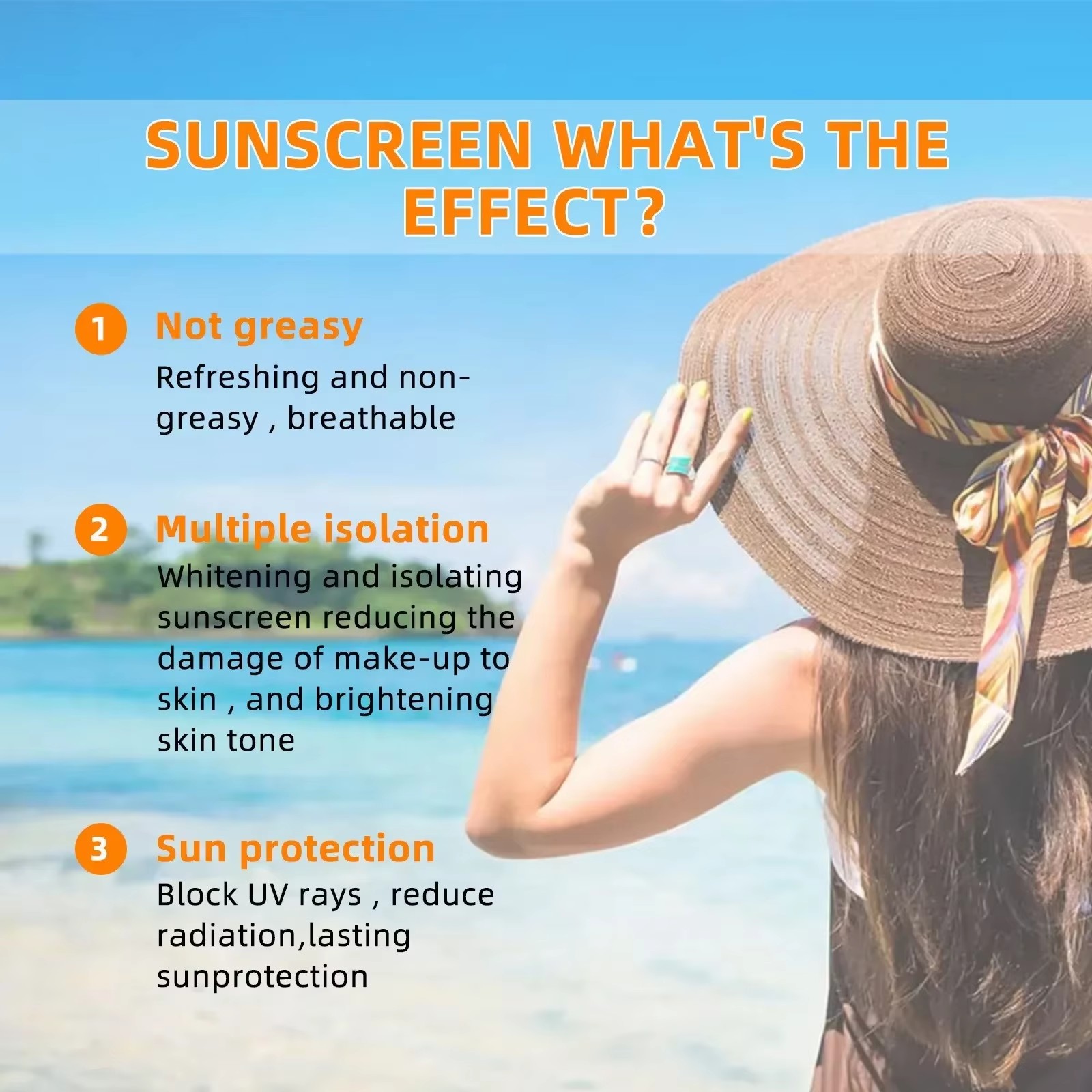 Face Sunscreen Ultra SPF50+ Body Sunscreen Anti-Imperfection Anti-Shine Invisible Fluid Waterproof