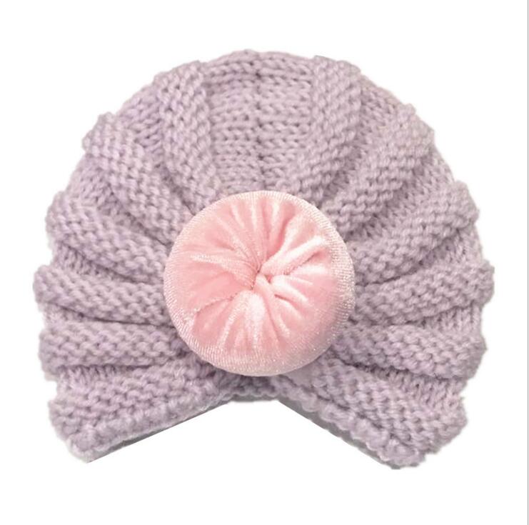 New Baby Boy Girl Knitted Turban Baby's Pure Donut Hair Cap Autumn Winter Warm Headwear Children's Hair Accessories
