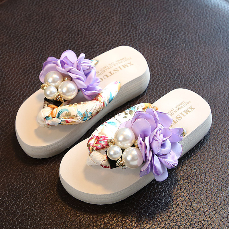 Summer new non-slip children's flip flops girls fashion beach shoes pinch sandals women flower slippers women's outer