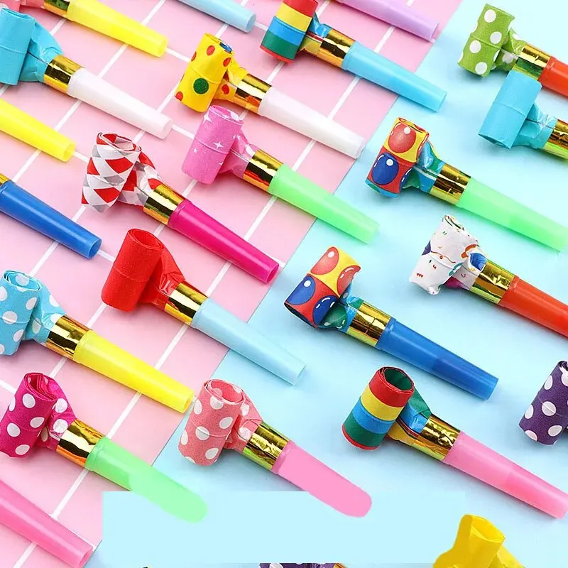 10PCS Colorful Whistles Toy Funny Toy Children Blowing Dragon Whistle Blow Roll Toys Baby Party Games Birthday Gifts Toddler Toy