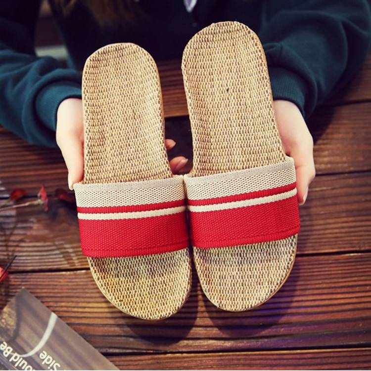 new couple men and women linen slippers spring and summer indoor breathable women's cool sandals