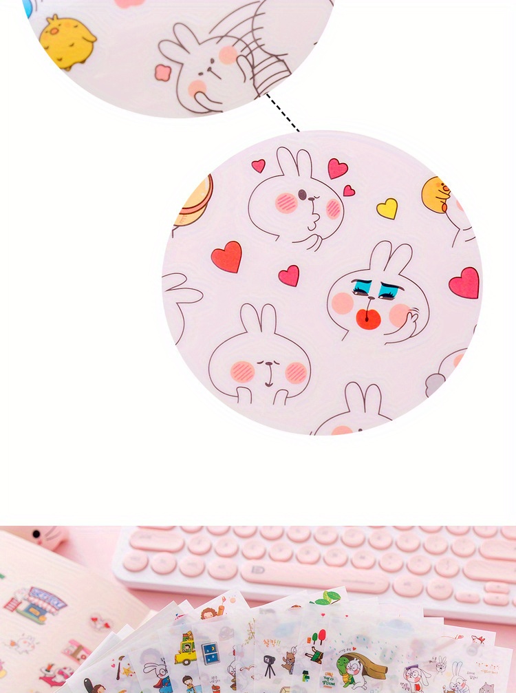 6sheets Cartoon Stickers Decorative Stickers For Water Bottle Computer, Notebook Luggage Phone