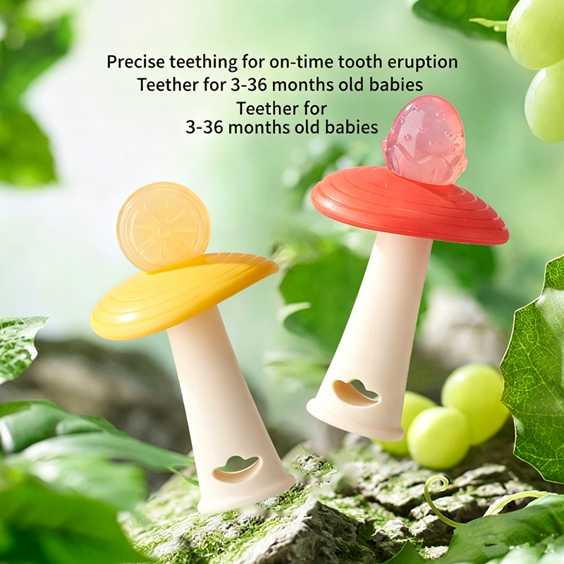 1PC Baby silicone grinding stick, toddler soothing toy, anti eating hand tool, baby mushroom chew toy grinding stick