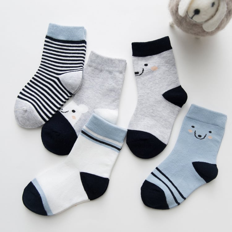 5 Pairs/ Breathable Socks Cartoon Dinosaur Fashion Baby Boys Girls Socks 1-9 Years Chidlren Autumn Winter Soft Cotton Socks