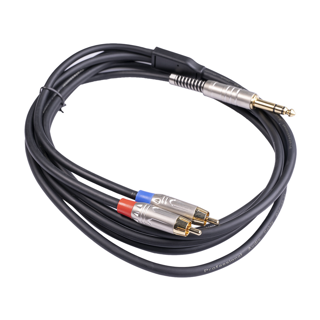 Dual-Layer Shielded 6.35mm Stereo Male to Dual RCA Male Audio Cable - 1.8m/3m Length 3.0m Black