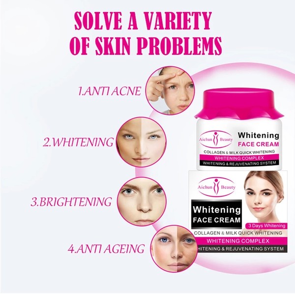 Aichun Collagen Milk Whitening Face Cream Skin Brightening Moisturizing Hydrating Remover Freckle Spots Anti - aging