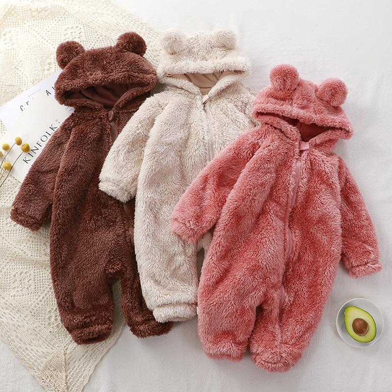 0-2Y Newborn Baby Rompers Spring Autumn Warm Fleece Baby Boys Costume Baby Girls Clothing Animal Overall Baby Outwear Jumpsuits
