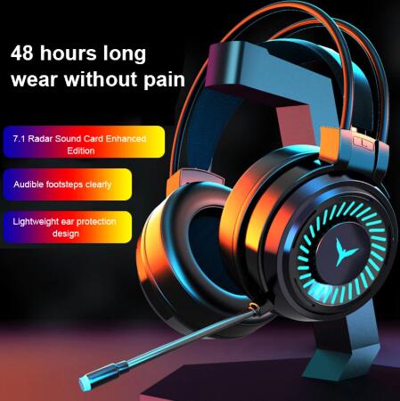 Professional Gaming Headset with BOX Deep Bass Game Headphones with Microphone for Computer Gamer Surround Sound with LED Light