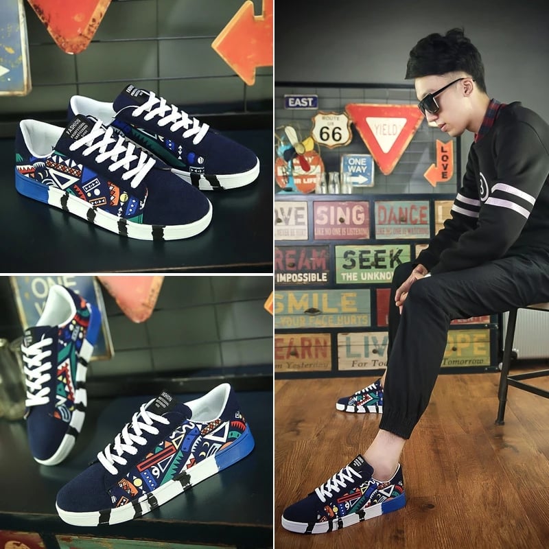 New Men Sneakers Casual Shoes Men Lovers Printing Fashion Flat Vulcanized Shoes chaussures pour hommes Women Sneakers
