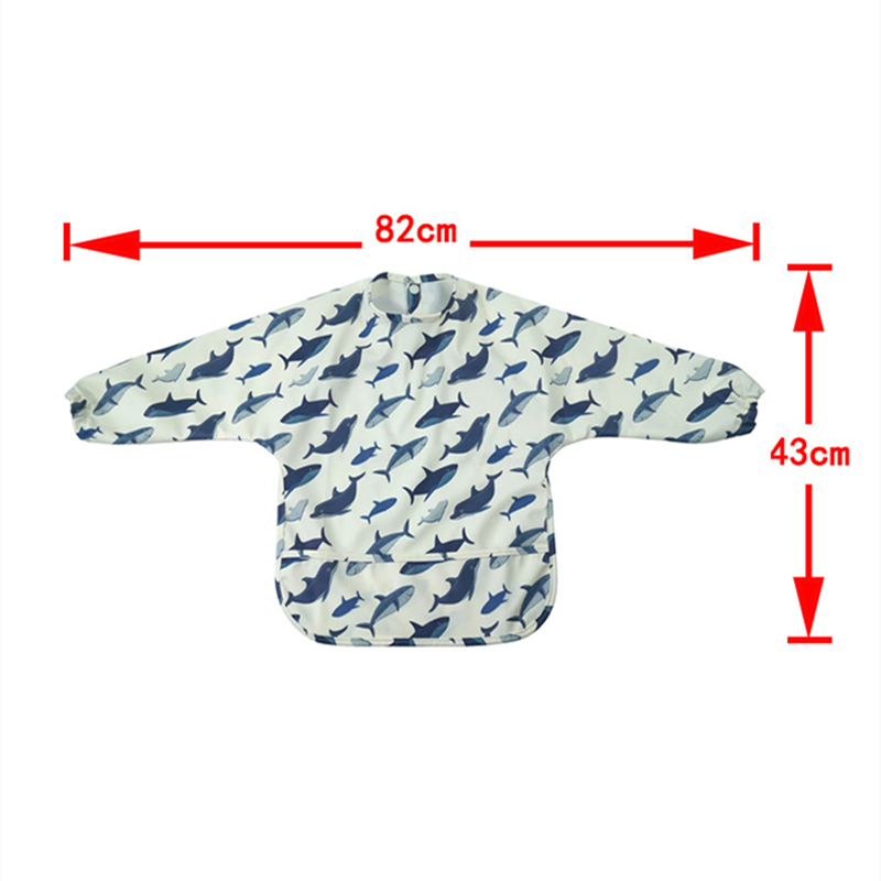 Baby Bibs Toddler Long Sleeves Scarf Waterproof Infant Art Smock Cute Animal Boys Girls Apron Pocket Design Kids Feeding Stuff