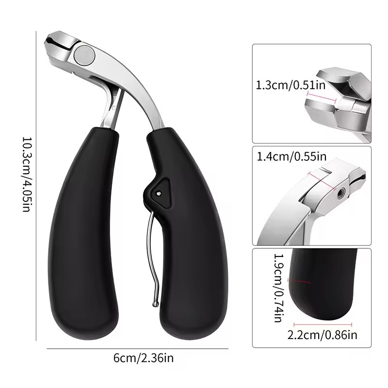 1PC Curved Head Nail Clippers With Large Opening Anti-splash Storage Nail Scissors For The Elderly Thick Toenails Heavy Duty