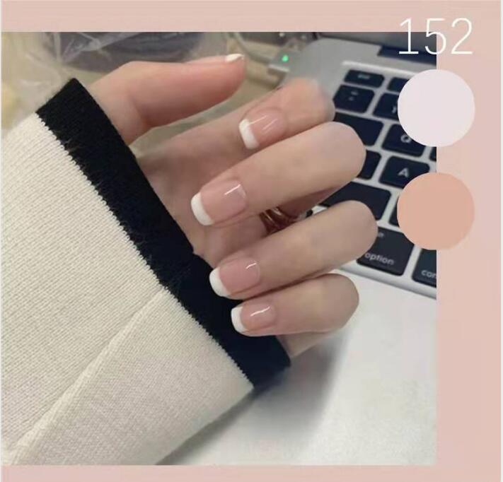 24pcs/box Nails Art Fake Nail Tips Press on Tipsy Coffin Stick Designs Clear Display Set Full Cover Artificial Short kiss squar