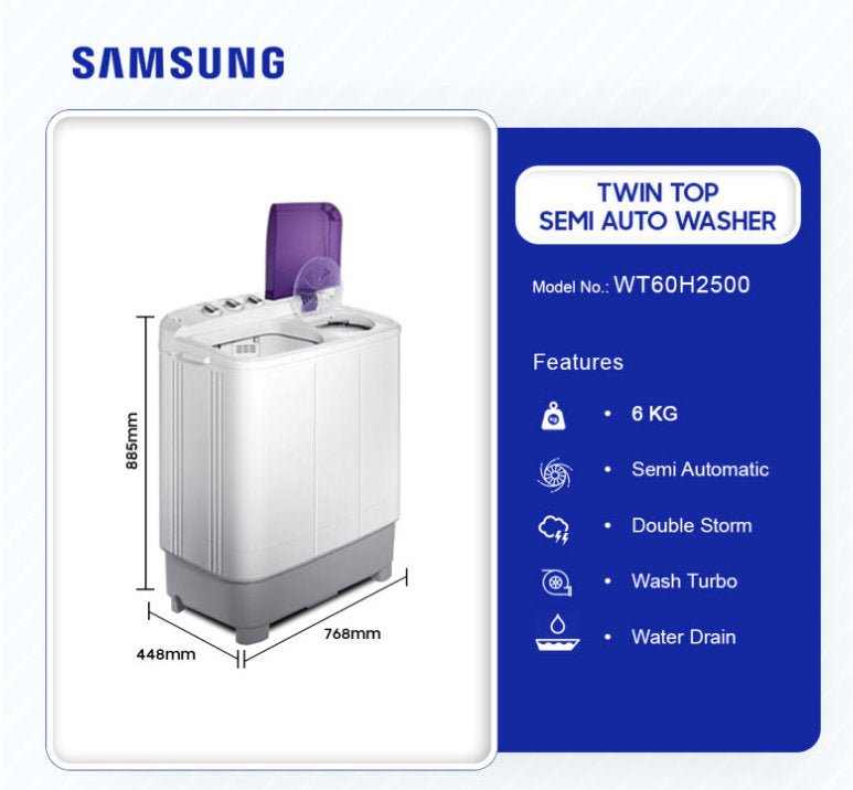 SAMSUNG 6KG TWIN TUB TOP LOAD WASHING MACHINE