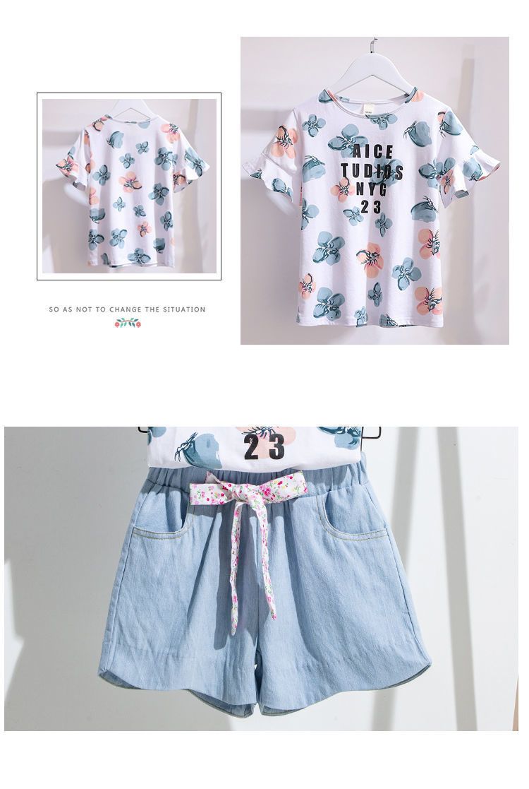 Toddler Kids Baby Girls Outfits Clothes Short Sleeve T-shirt Tops + Pants