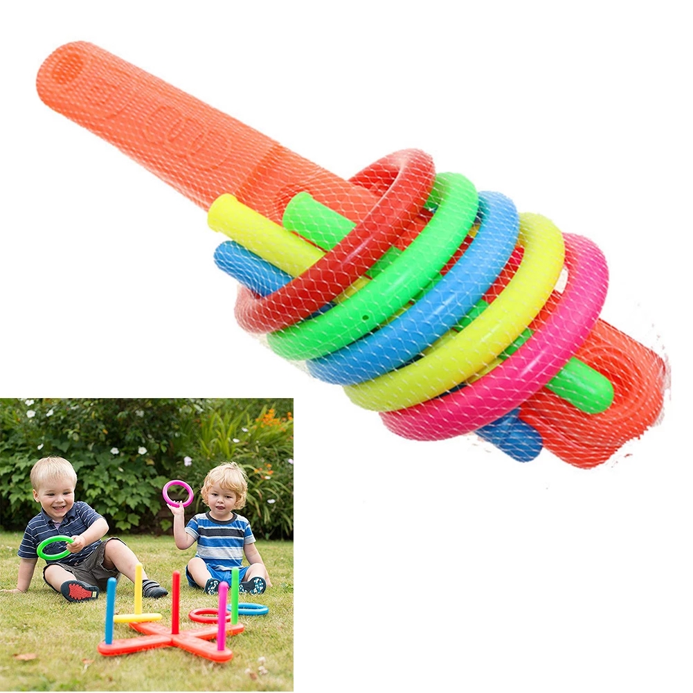 Parent-child Throwing Ferrule Toy Rainbow Jenga Rings Toys Large Cross Five-ring Ferrule Toy Children Educational Toy LXX