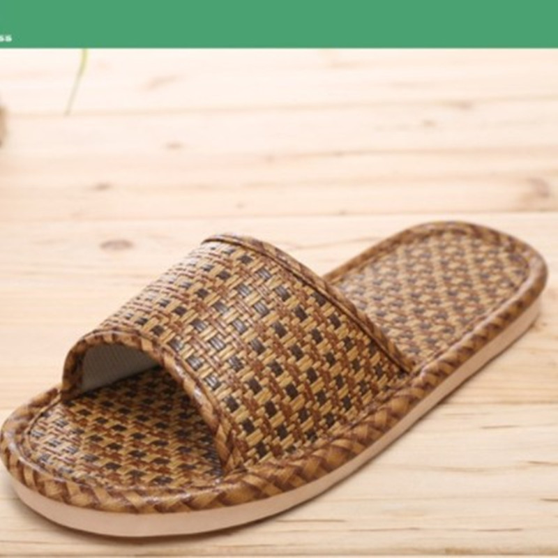 Linen slippers Hom indoor slippers wooden floor linen slip thick soled sandals and slippers summer home men and women XS023