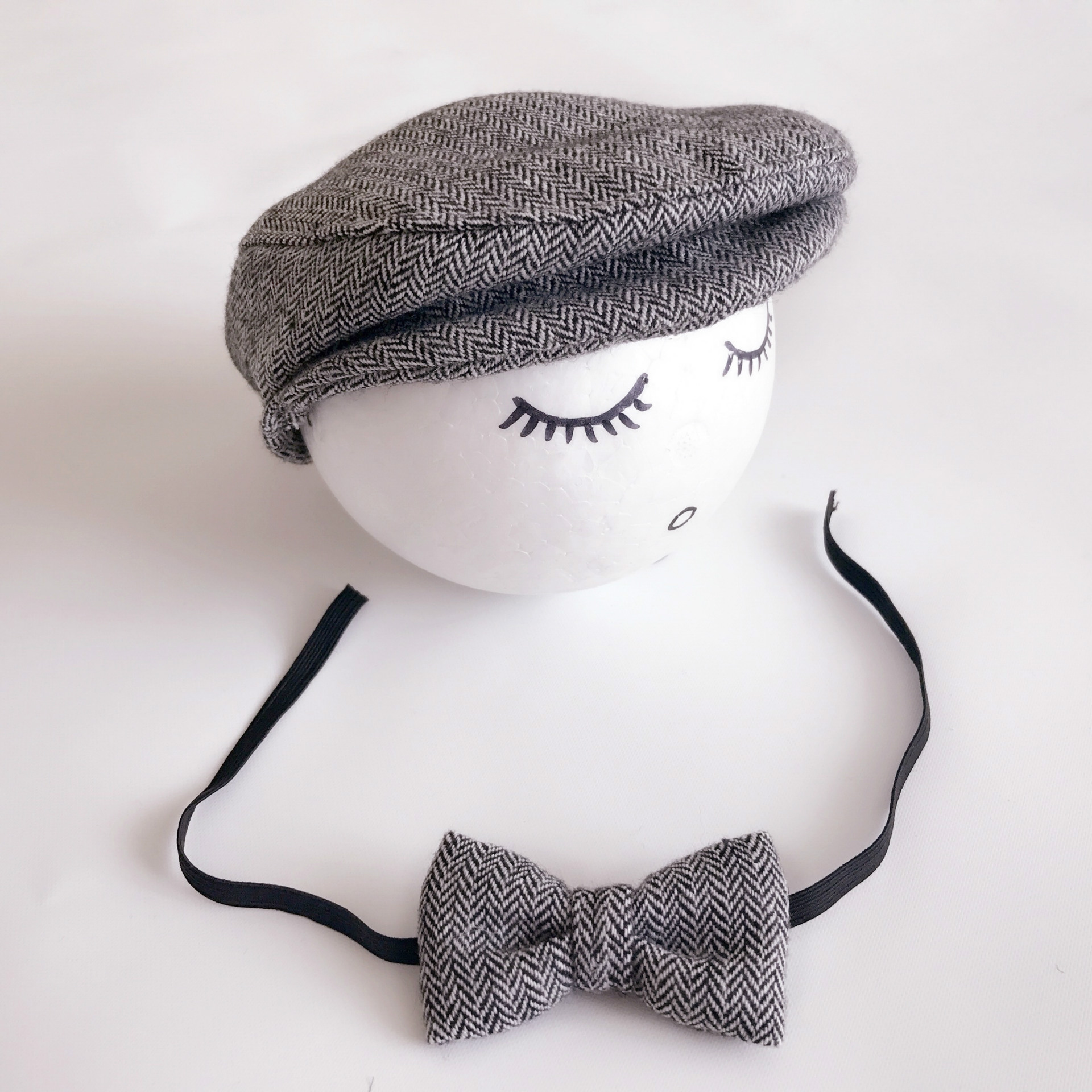 Baby Gentleman Duck Tongue Hat+Bowtie Cartoon Photography Hat Newborn Children Photography Clothing Top Hat