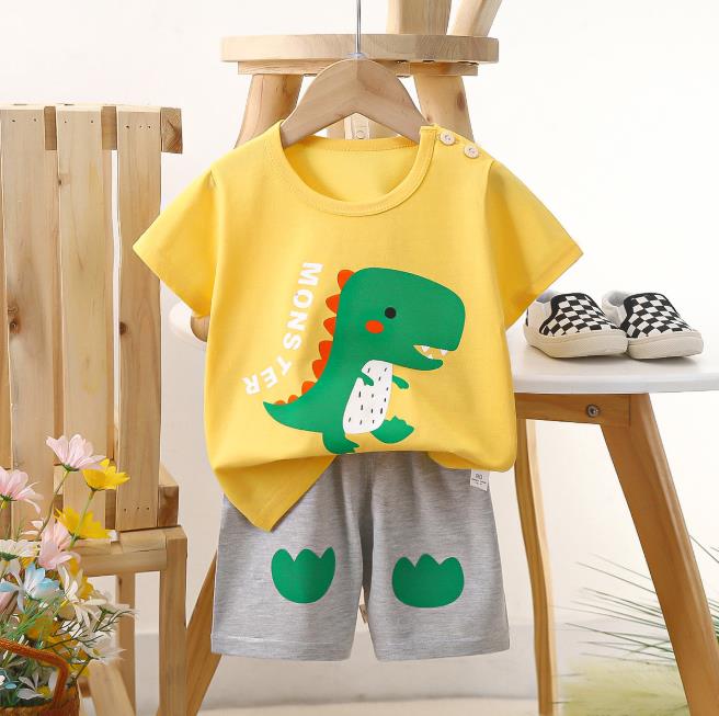 2Pcs Children's Clothing Boys Summer Suit Baby Infant Kids Clothes Short-sleeved T-shirt two-piece 01-2-3-4 years old