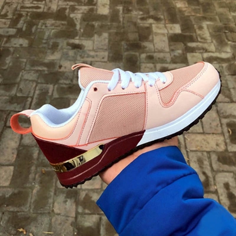 Women's sneakers shoes thick-soled sports ladies breathable running walking sneakers low-cut color matching women's shoes
