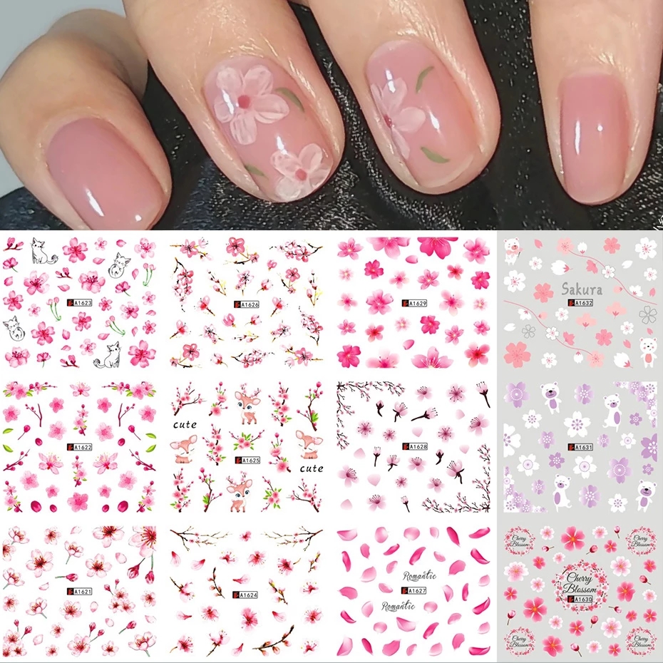 6pcs/lot Sunflower Nail Stickers Blossom Florals Nail Art Water Decals Transfer Foils Sliders Decorations for Manicure