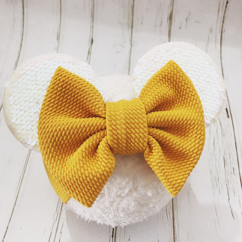spring and summer models children's Mickey stretch cloth hair band baby baby hair band headwear big bow wide hair band