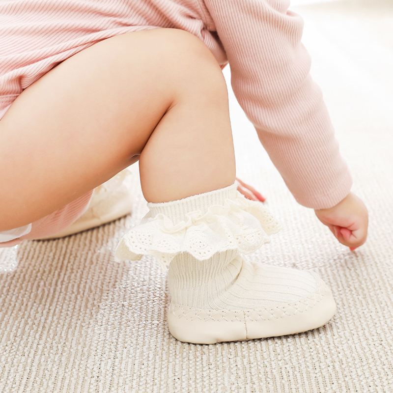 0-2Y autumn and winter baby slippers and socks, baby socks, anti-skid soles, children's socks, princess socks, shoes