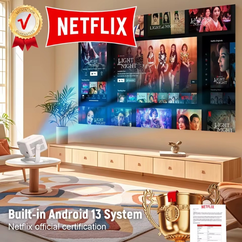 Velec Projector Netflix Certification 650ANSI Android 13 Portable 4K Native Wifi6 BT5.2 1080P TP350 Auto Keystone Correction