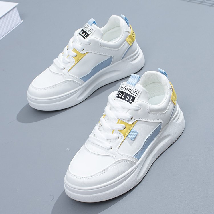 2024 White Thick Platform Sneakers Women Girls Pu Leather Casual Loafers Flats Shoes Walking Sports Vulcanized Rubber Sole Shoes