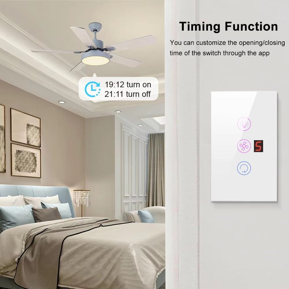 Smart WIFI Fan Light Switch Controller EU/US Ceiling Fan Lamp Switch Remote APP Control Speed Works With Alexa Google Home