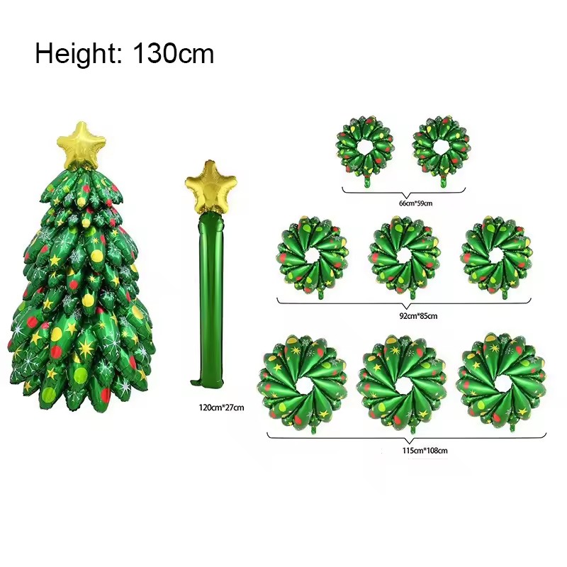 Large Standing Christmas Tree Baubles 3D DIY Inflatable Spliced Aluminum Foil Balloons for Home New Year Xtmas Decorations Set