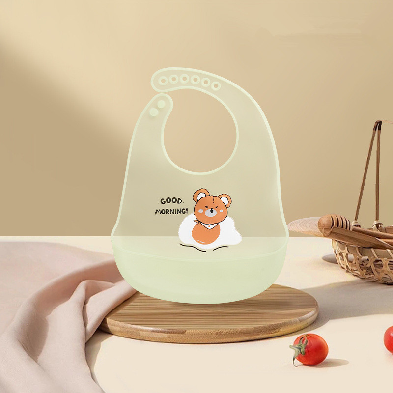 Waterproof Baby Bibs Baby Stuff Cute Cartoon Animal Printed Kids Bib Girl Boy Adjustable Soft Silicone Bib Baby Feeding Stuff