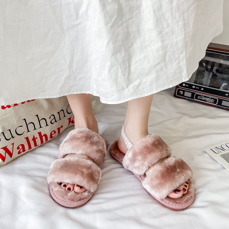 2024 Women Furry Slippers Ladies Shoes Cute Plush Fluffy Sandals Women's Fur Slippers Casual Home House Indoor Slippers Women