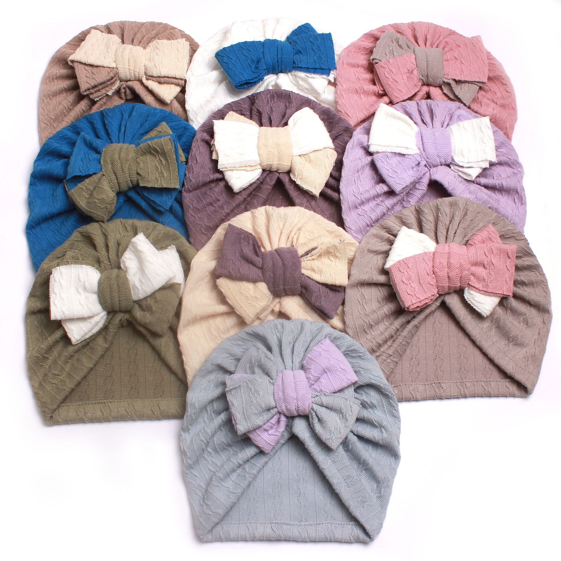 Baby headband bow Headband Newborn elastic headband bow Soft nylon children's headwear color bow pullover hat new model
