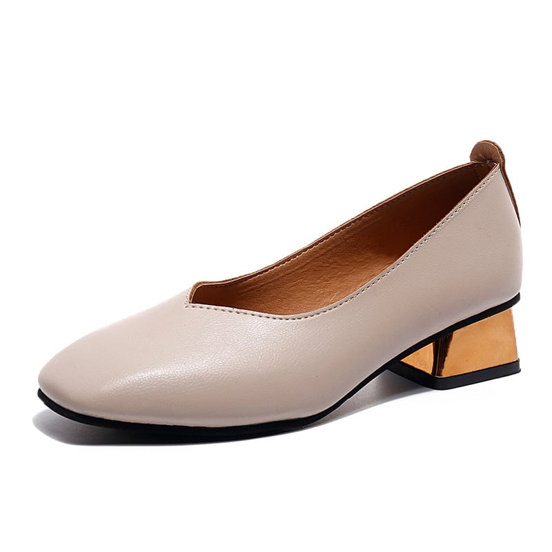 High Heel Single Shoe Women's 2023 New Fashion Shallow Mouth Square Head One Step Retro Thick Heel Large Size Work Shoes